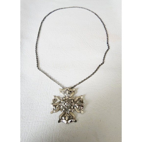 Vintage Creed Sterling Silver Flowers Maltese Ornate Cross Pendant - Picture 5 of 8